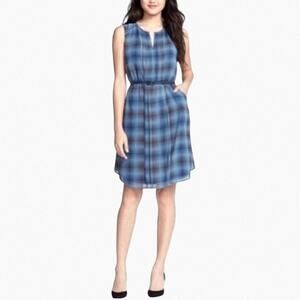 Halogen Women’s Dress Blue Plaid Light Academia Clueless Preppy Travel Size 8